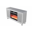 Sterling Solid Wood TV Stand With Electric Fireplace in Silver