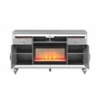 Sterling Solid Wood TV Stand With Electric Fireplace in Silver
