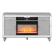 Sterling Solid Wood TV Stand With Electric Fireplace in Silver