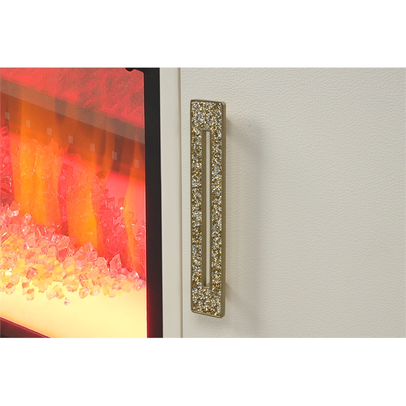 Jasmine Modern Style TV Stand With Electric Fireplace made with Wood in Beige