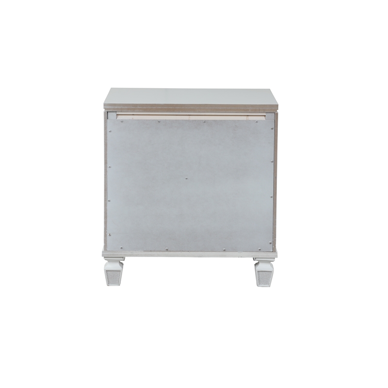 Crystal Nightstand Set Made with Wood Finished in White