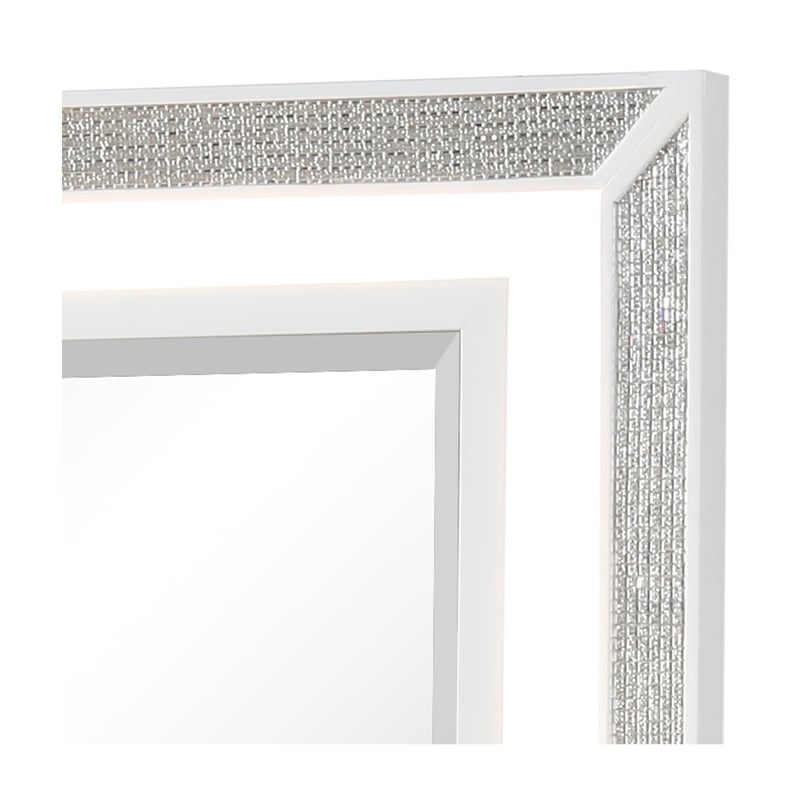 Crystal Modern Mirror made with Wood Finished in White