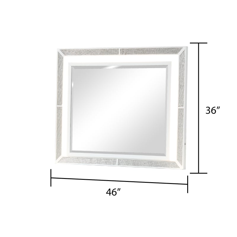 Crystal Modern Mirror made with Wood Finished in White