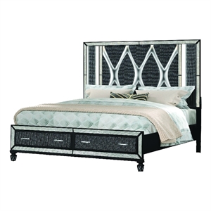 crystal king storage bed made with wood finished in black