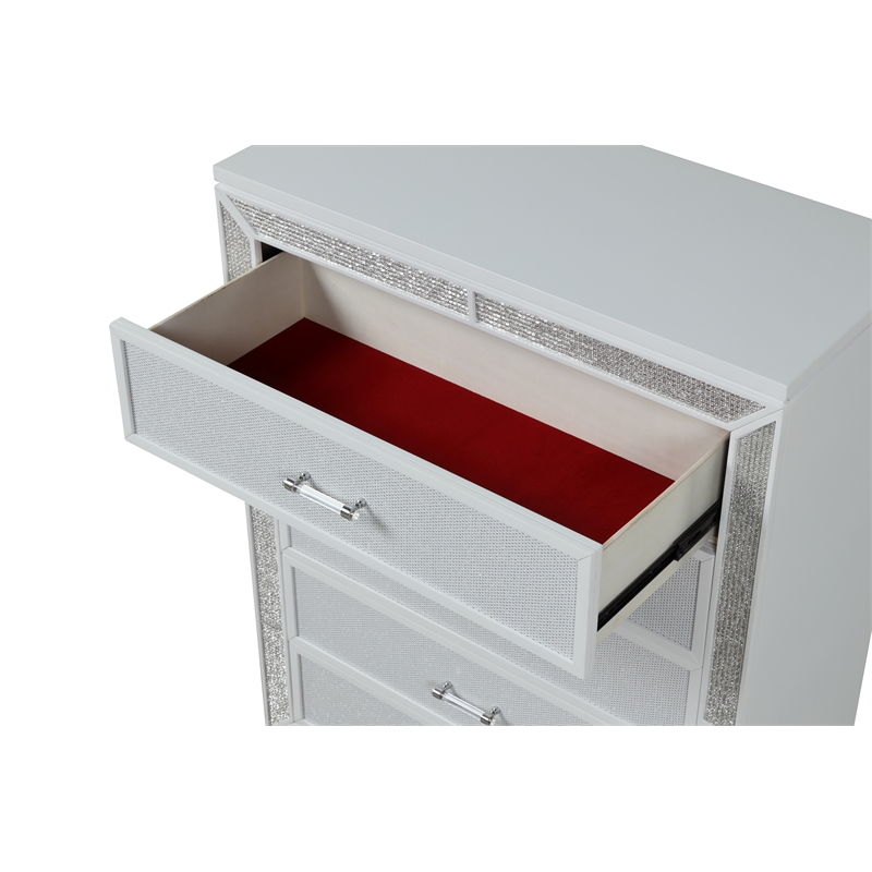 Crystal Chest Made with Wood and Finished in White