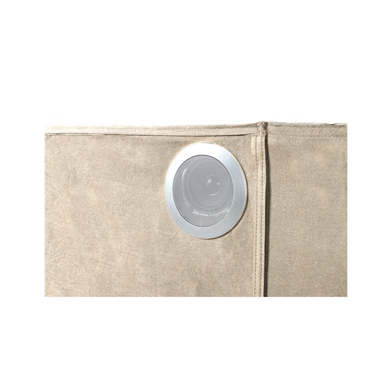 Lizelle Upholstery Wooden King Bed with Ambient lighting in Beige Velvet Finish