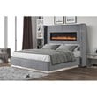 Lizelle Upholstery Wooden Queen Bed with Ambient lighting in Gray Velvet Finish
