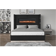Lizelle Upholstery Wooden Queen Bed with Ambient lighting in Black Velvet Finish