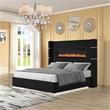 Lizelle Upholstery Wooden Queen Bed with Ambient lighting in Black Velvet Finish