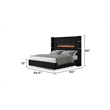 Lizelle Upholstery Wooden Queen Bed with Ambient lighting in Black Velvet Finish