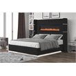 Lizelle Upholstery Wooden Queen Bed with Ambient lighting in Black Velvet Finish