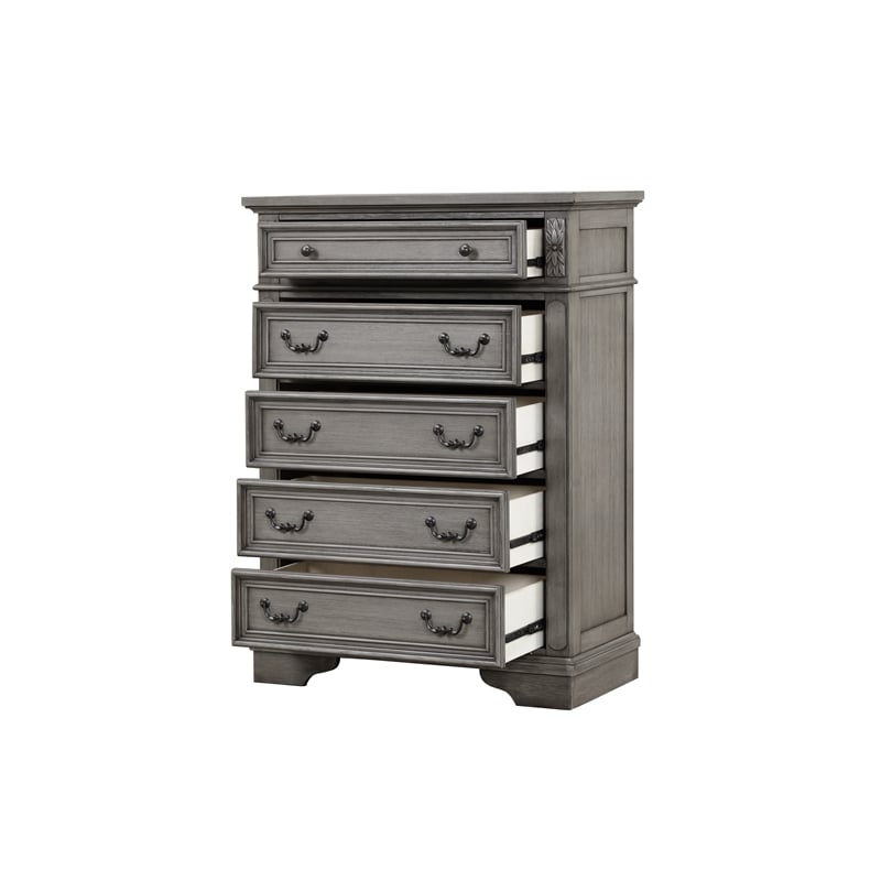 Grace Traditional Chest Made With Wood in Gray