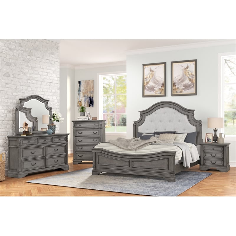 Grace Traditional Chest Made With Wood in Gray