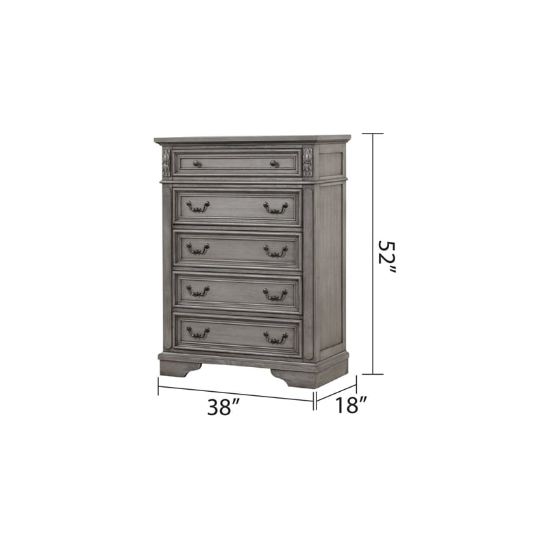 Grace Traditional Chest Made With Wood in Gray