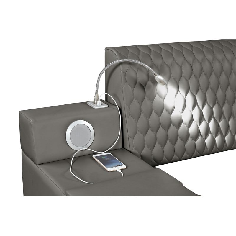 Zoya Smart Multifunctional Wood Queen Bed in Gray