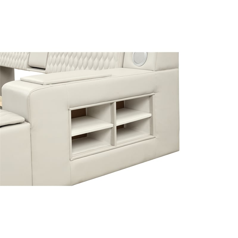 Zoya Smart Multifunctional King Size Massage Bed Made with Wood in Beige