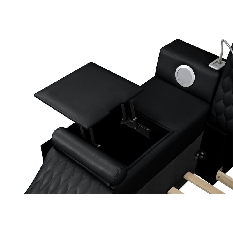 Zoya Smart Multifunctional King Size Bed Made with Wood in Black