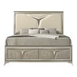 Samantha Modern Style King Bed Made with Wood & LED Headboard in Silver
