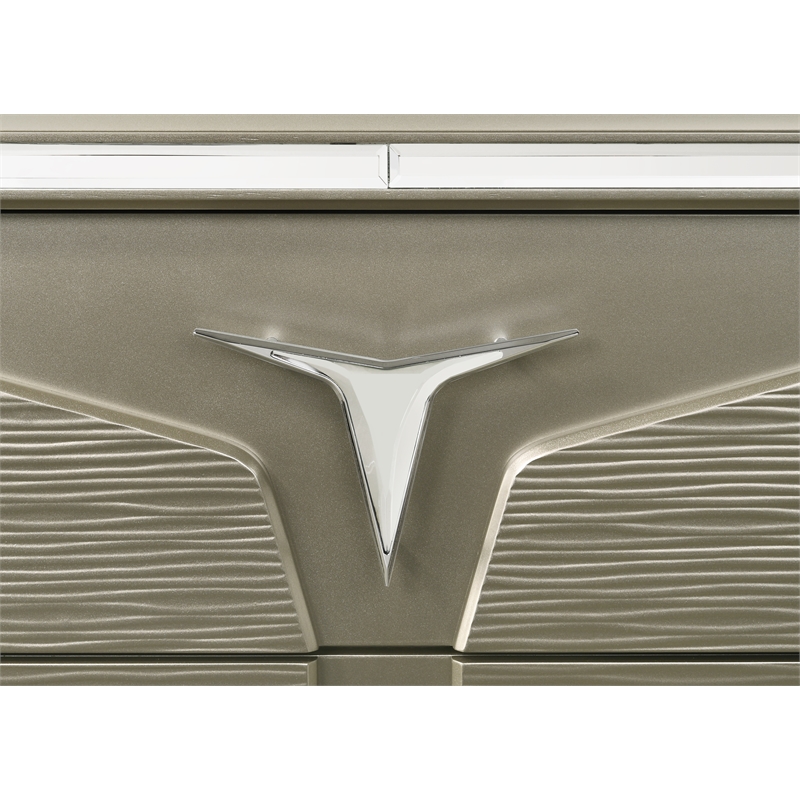 Samantha Modern Style 2-Drawer Nightstand Made with Wood in Silver