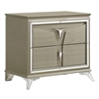 Samantha Modern Style 2-Drawer Nightstand Made with Wood in Silver