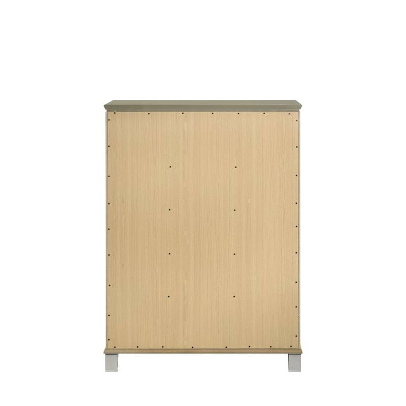 Samantha Modern Style 5-Drawer Chest Made with Wood in Silver