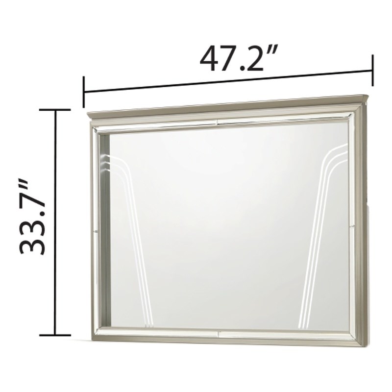 Samantha Modern Style Mirror Made with Wood in Silver
