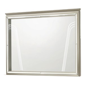 Samantha Modern Style Mirror Made with Wood in Silver