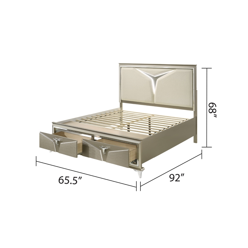 Samantha Modern Style Queen 5PC Bedroom Set Made with Wood in Silver