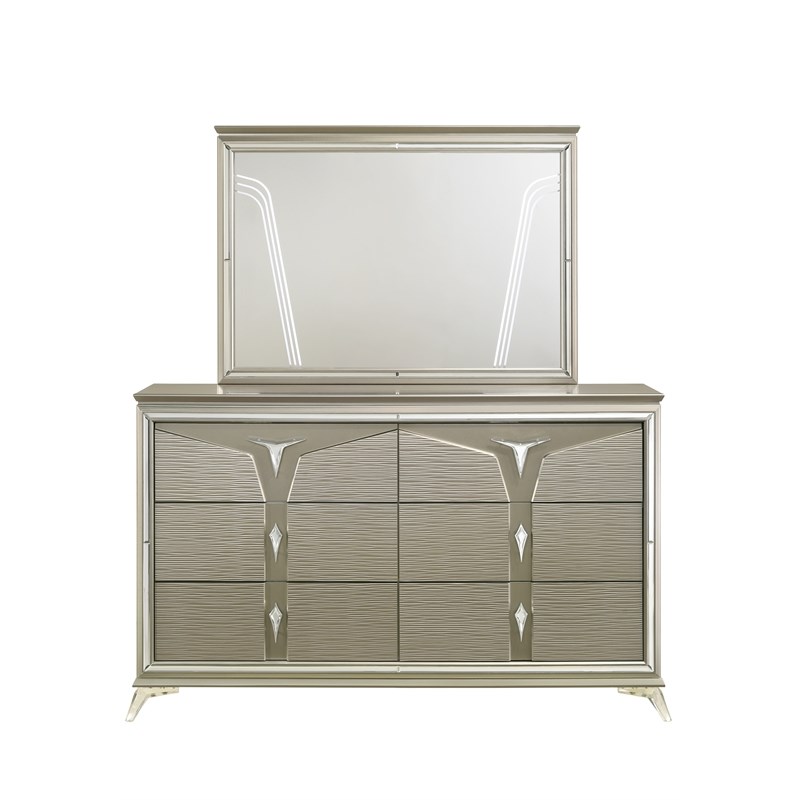 Samantha Modern Style King 5PC Bedroom Set Made with Wood in Silver