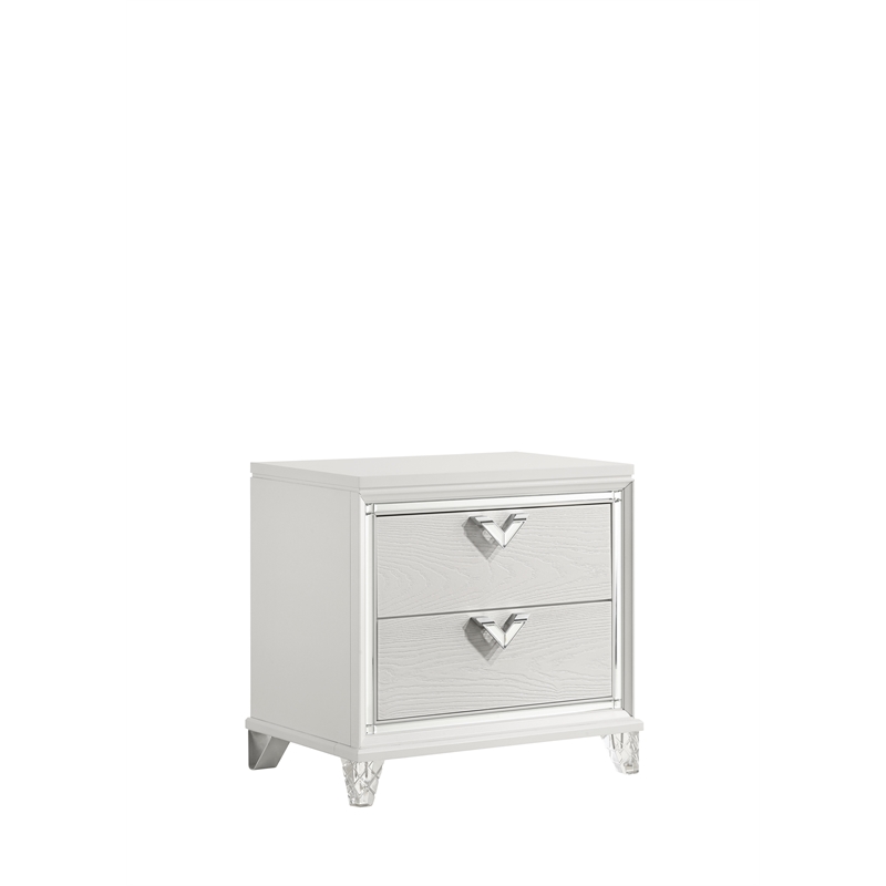 Prism Modern Style 2-Drawer Nightstand Made with Wood in White Color