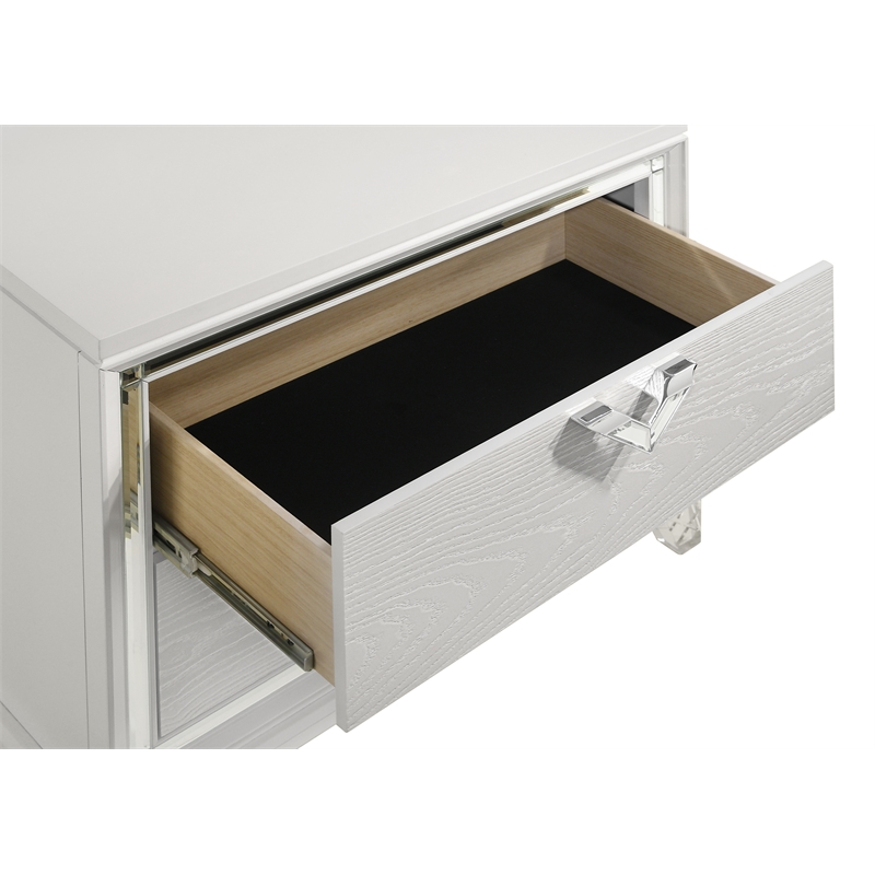 Prism Modern Style 2-Drawer Nightstand Made with Wood in White Color