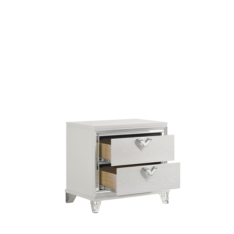Prism Modern Style 2-Drawer Nightstand Made with Wood in White Color
