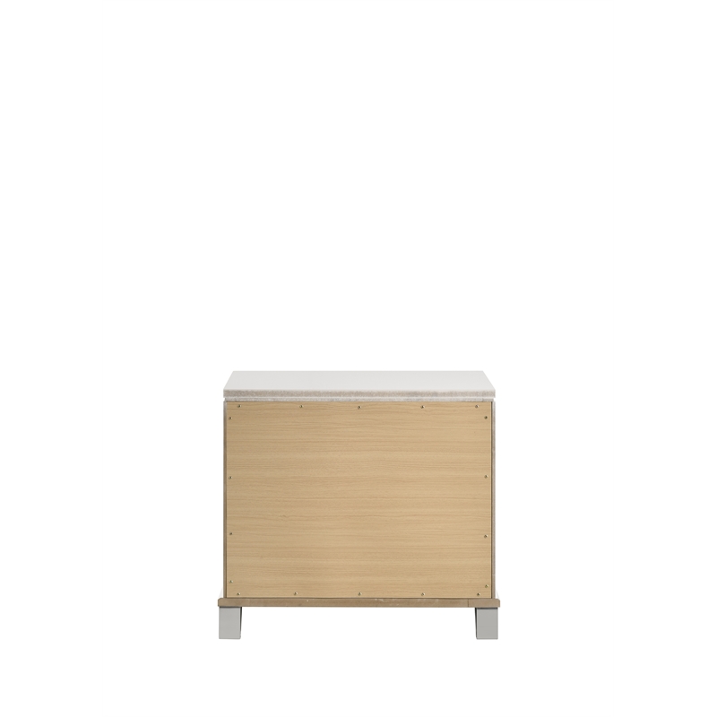 Prism Modern Style 2-Drawer Nightstand Made with Wood in White Color
