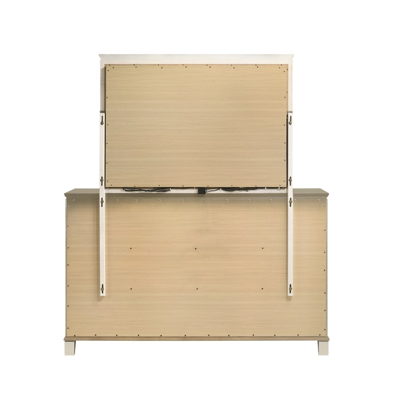 Samantha Modern Style 6-Drawer Dresser Made with Wood in Silver