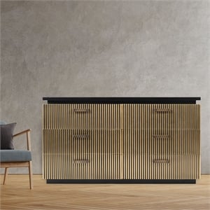 Allure Modern Style 6-Drawer Dresser Made With Wood and Finish of Metal Brass