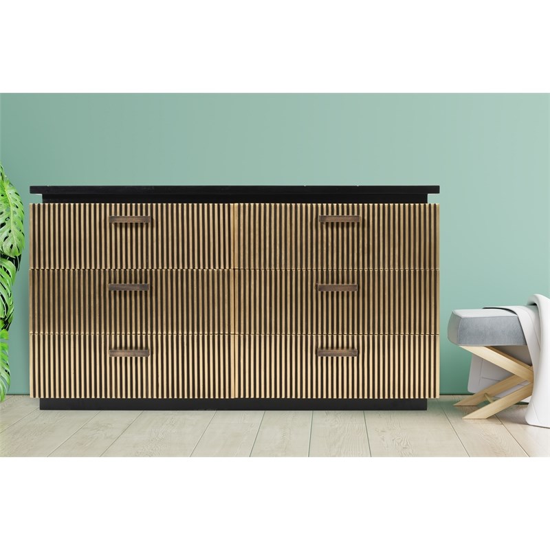 Allure Modern Style 6-Drawer Dresser Made With Wood and Finish of Metal Brass