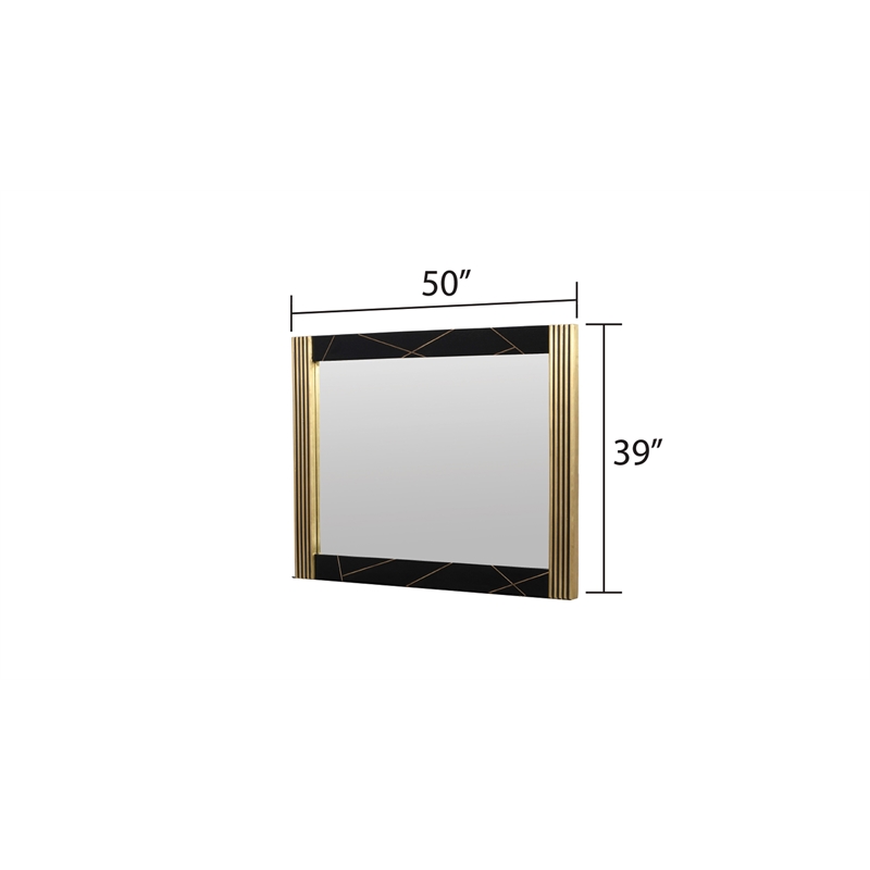 Allure Modern Style Square Mirror Frame With Wood and Finish of Metal Brass