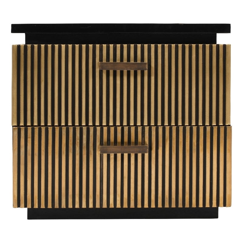 Allure Modern Style 2-Drawer Nightstand Made with Wood in Black/Gold