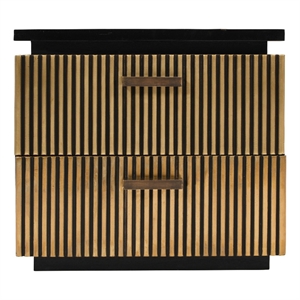 Allure Modern Style 2-Drawer Nightstand Made with Wood in Black/Gold