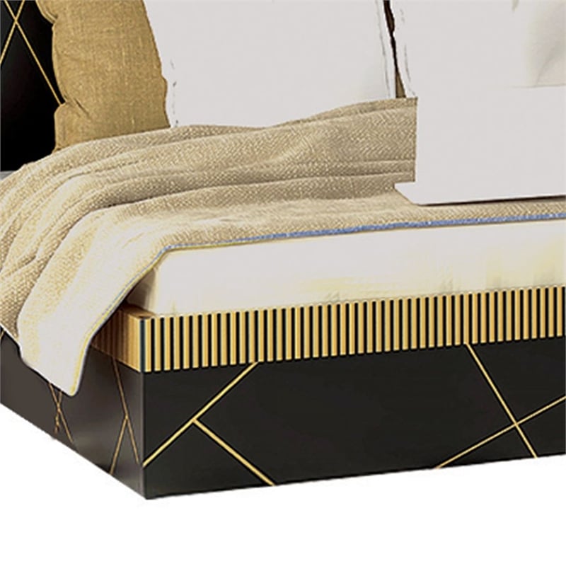 Allure Wood and Metal King Bed in Black and Gold