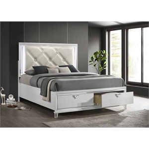 Prism King Bed Modern Design with LED lights Made of Wood in White Color