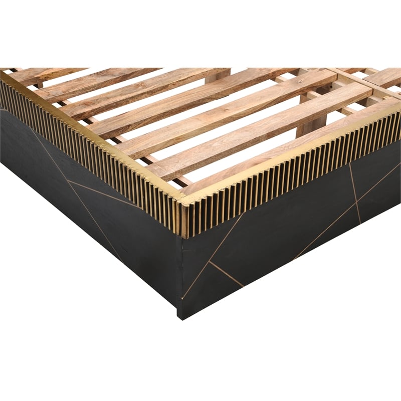 Allure Modern Style 4 PC King Bedroom Set Made with Wood in Black/Gold