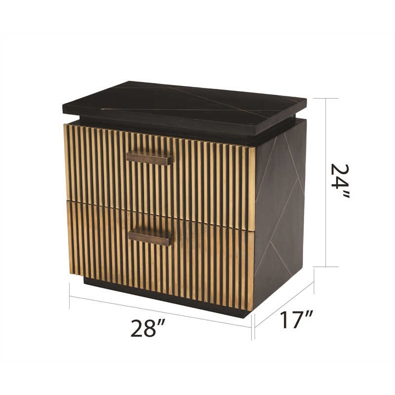 Allure Modern Style King 5Pc Bedroom Set Made with Mango Wood in Black