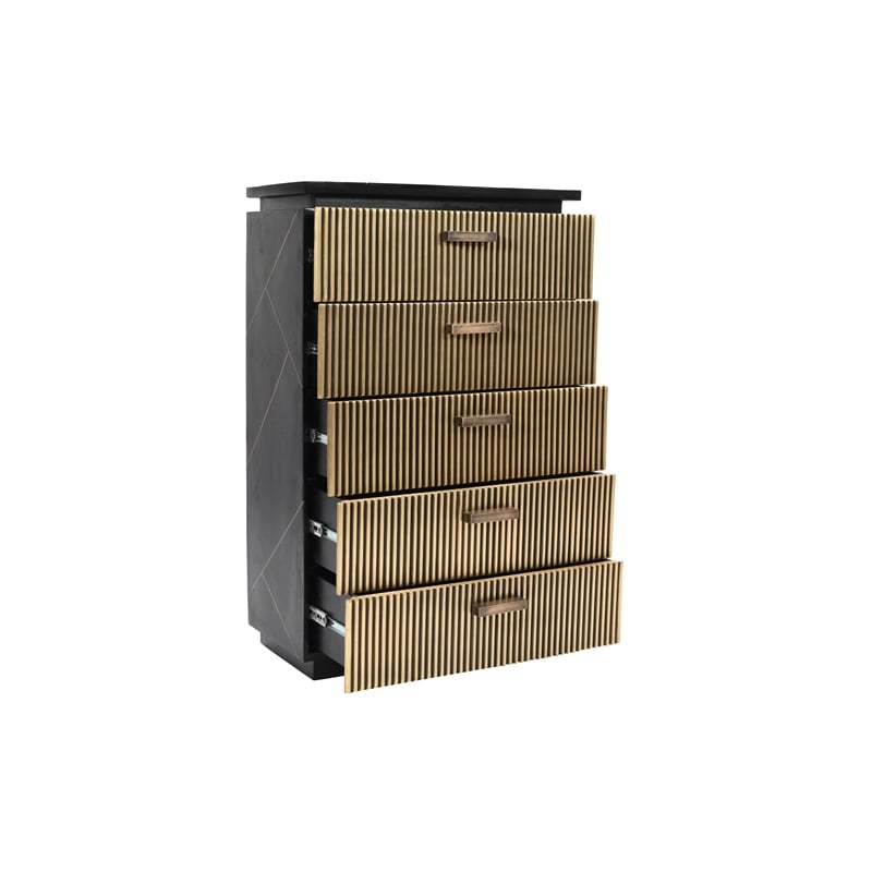 Allure Modern Style King 5Pc Bedroom Set Made with Mango Wood in Black