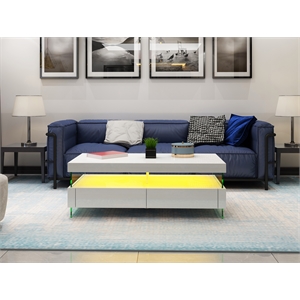 Ria Modern Style Coffee Table Bult-in LED Made with Wood in Gray