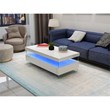 Ria Modern Style Coffee Table Bult-in LED Made with Wood in White