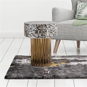 T 1207-16 Modern Style End Table of Stainless Steel in Gold Color