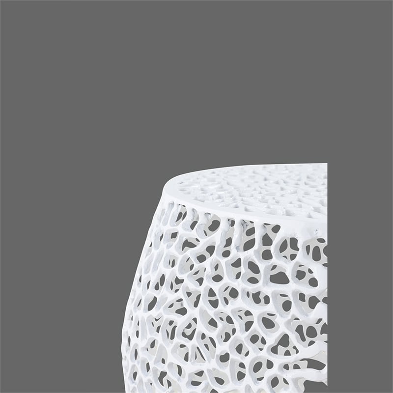 ET3403-18 Modern Style End Table made with Aluminium Casted in White Color