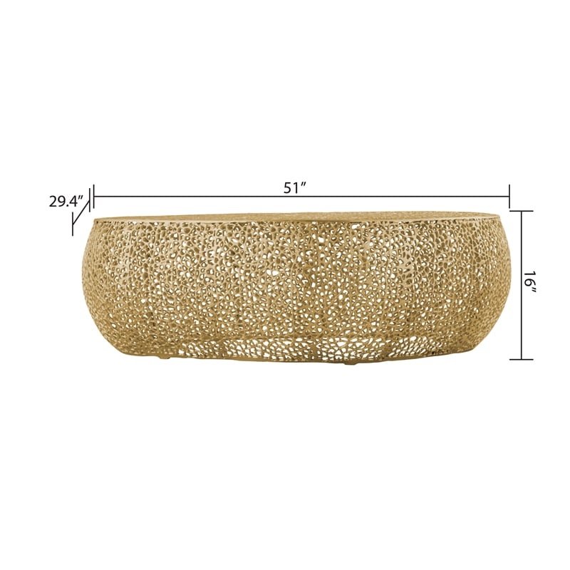 CT3601-50  Oval Shape Coffee Table Made with Aluminum in Gold Color