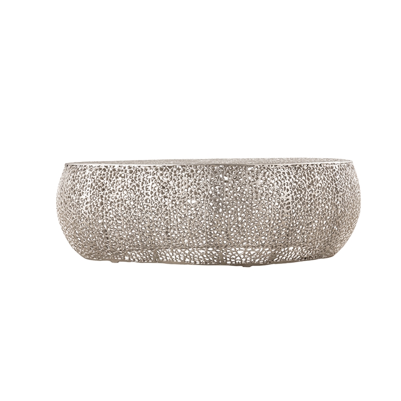 CT3601-50 Oval Shape Coffee Table Made with Aluminum in Silver Color